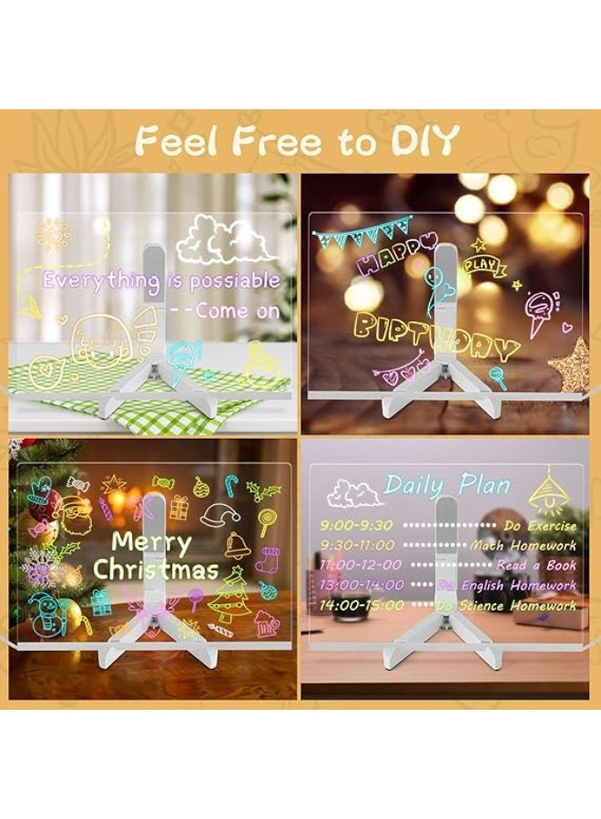 Light up LED Note Board with Colors, 11.8" x 7.8'' Clear Acrylic Dry Erase Board with Light, Glowing Whiteboard with Stand & Color Pen, LED Letter Message Board for Note, Memo, Drawing, Daily - Image 5